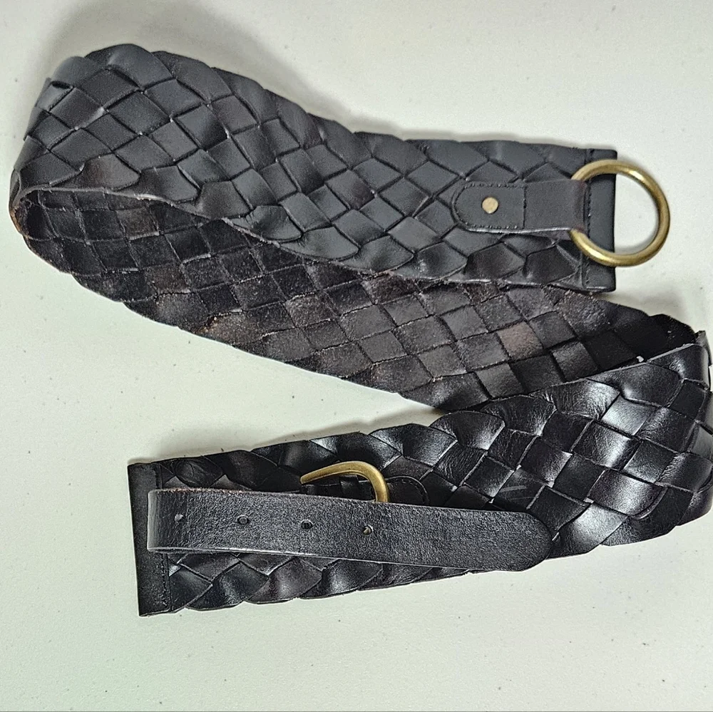 HOBO Intl. Woven Leather Belt Wide Statement Belt Boho Western Glam M
